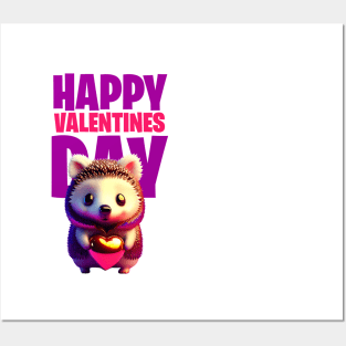 hedgehog heart valentines day Posters and Art